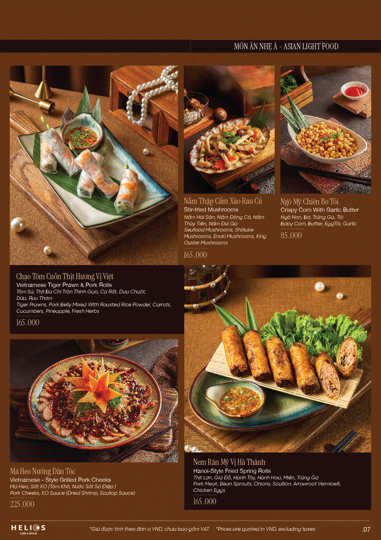 Menu Helios Café & Bistro - Xuân Diệu 7 