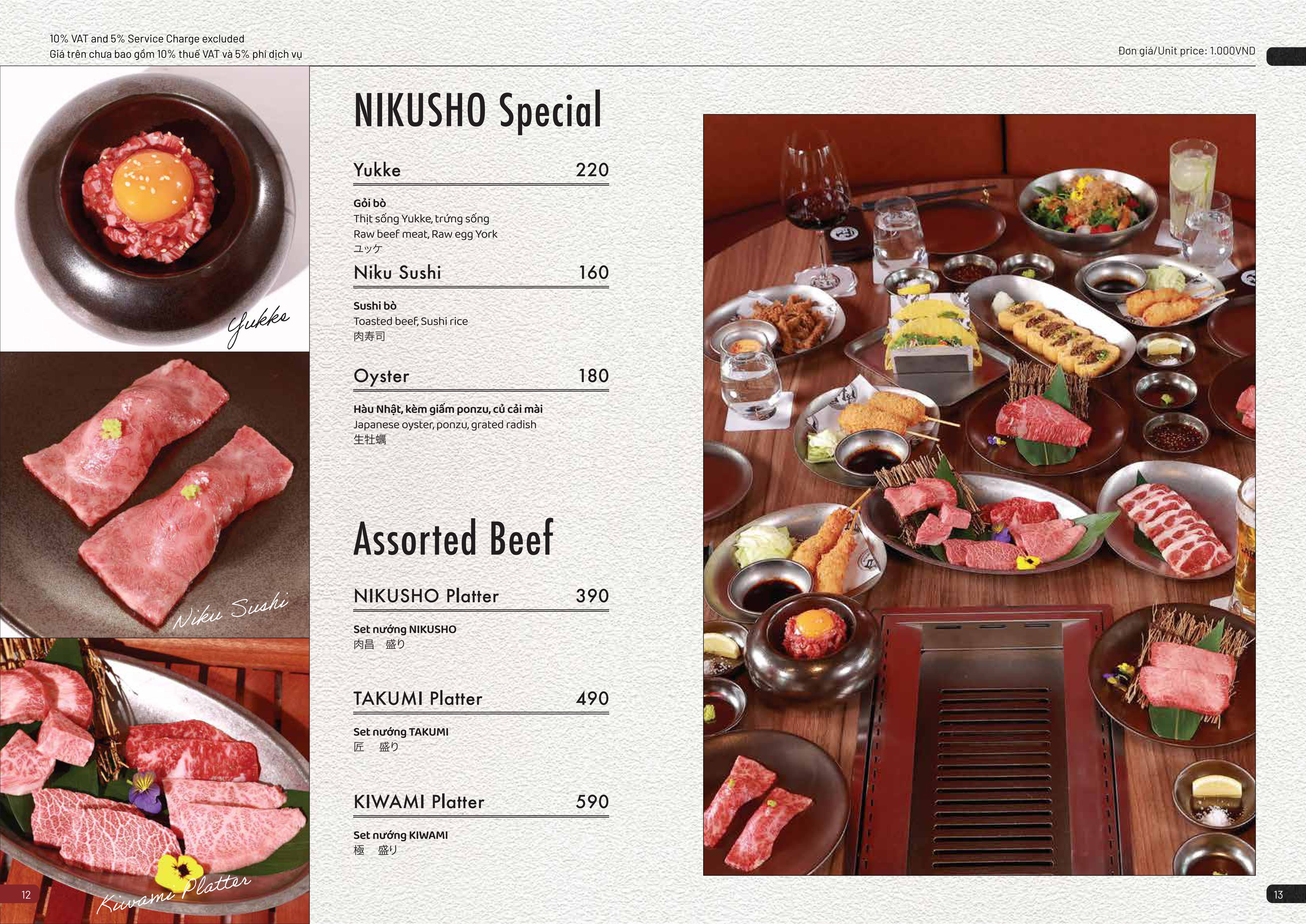 Menu NIKUSHO Japanese Wagyu BBQ - Yên Phụ 6