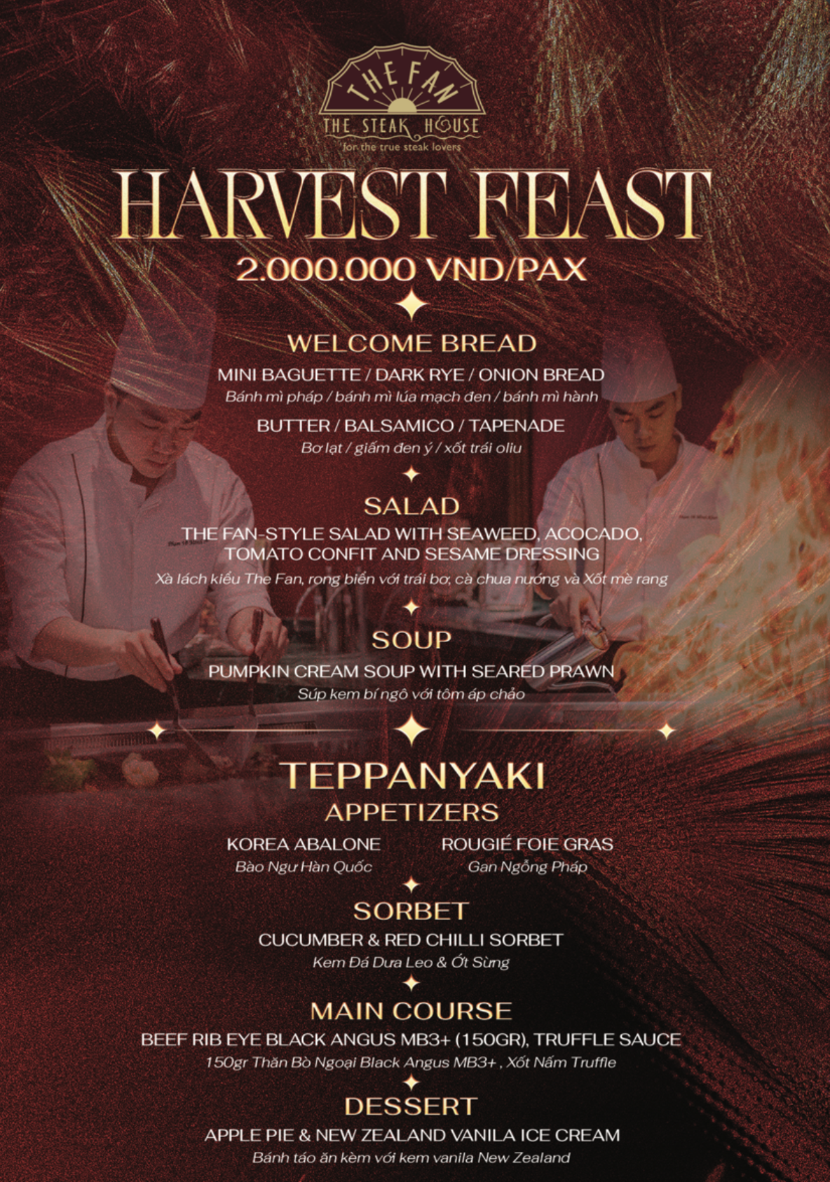 Menu Nhà hàng Steakhouse The Fan - Khu Biệt Thự Kim Long 6