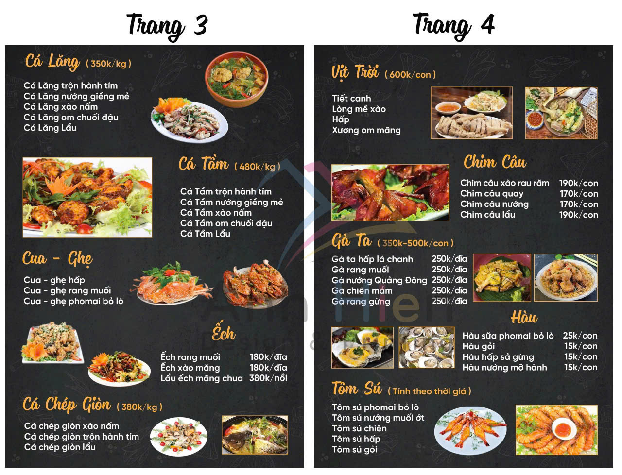 Menu Ẩm Thực Hồng Hạc -  KĐT Mới Tây Nam Linh Đàm 2 