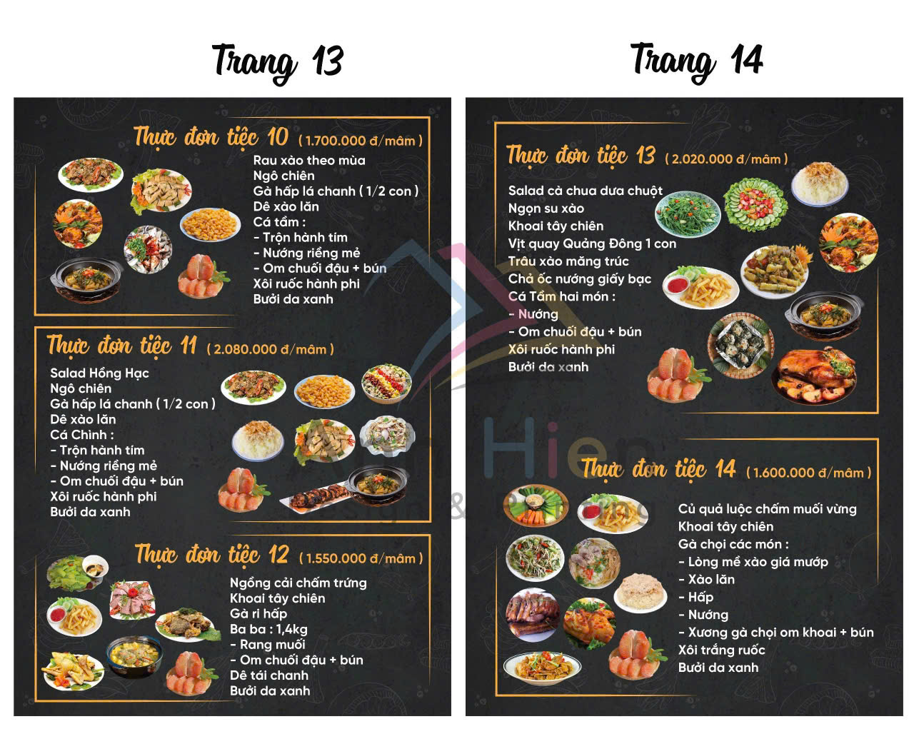 Menu Ẩm Thực Hồng Hạc -  KĐT Mới Tây Nam Linh Đàm 7 