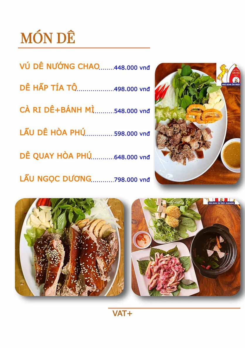 Menu Ẩm thực - Karaoke Hòa Phú 11 