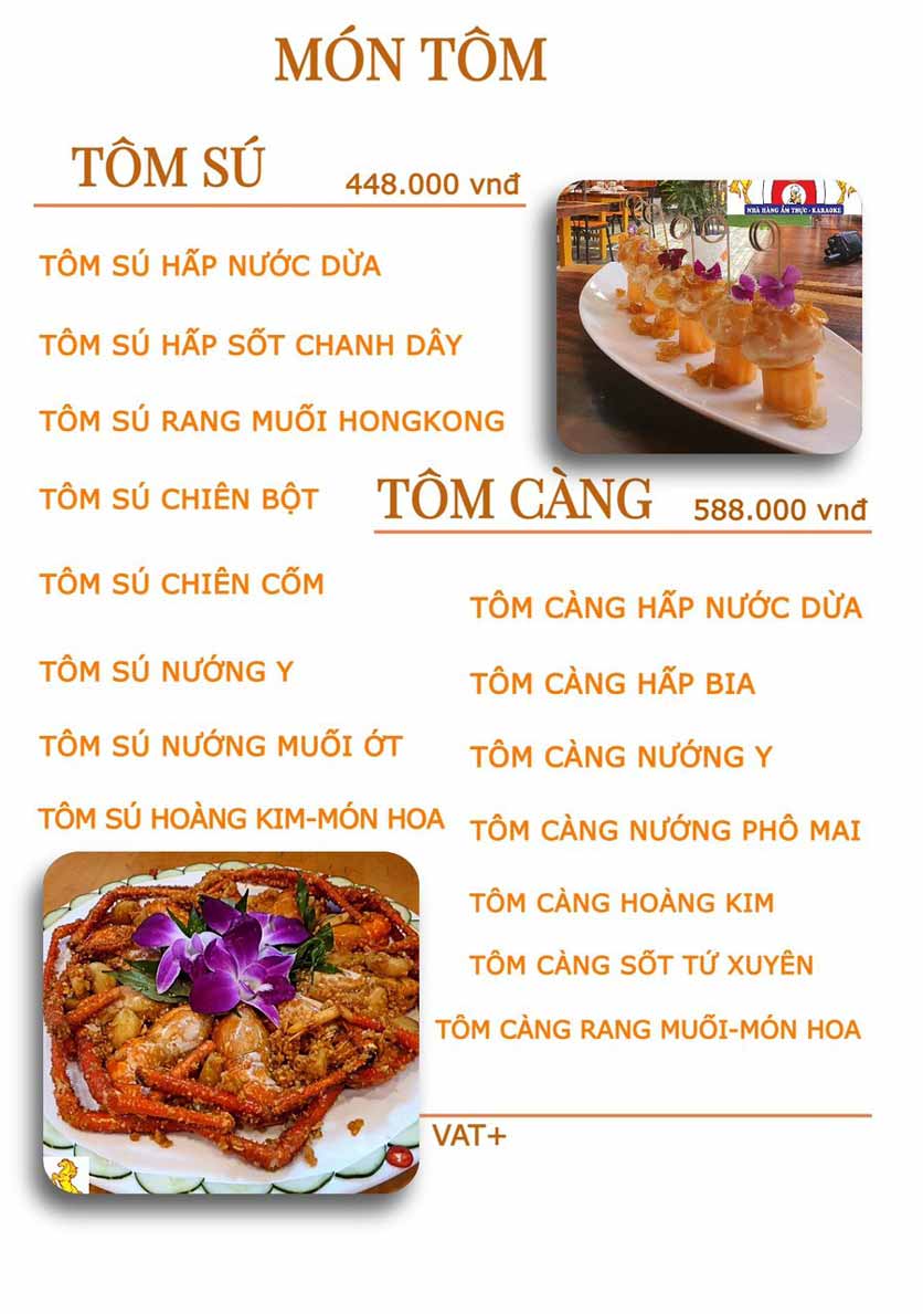 Menu Ẩm thực - Karaoke Hòa Phú 13 