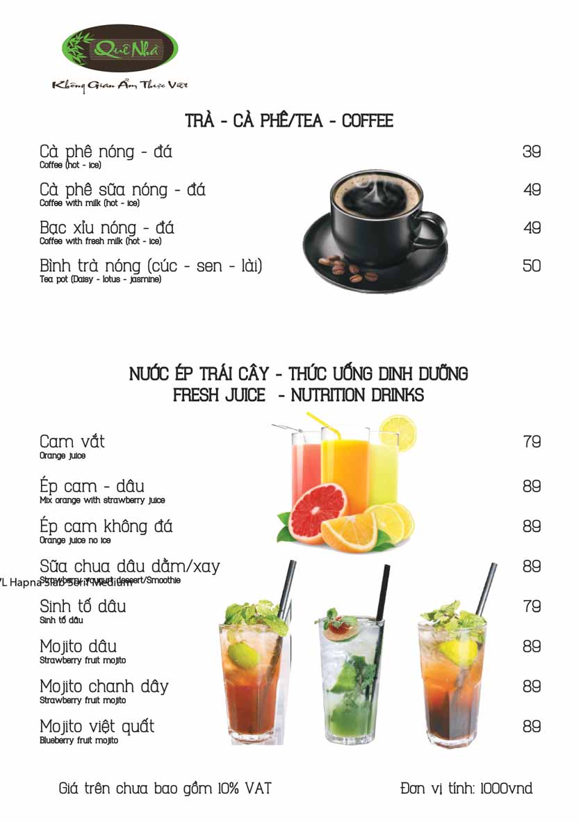Menu Ẩm Thực Quê Nhà - Phạm Ngọc Thạch 20 