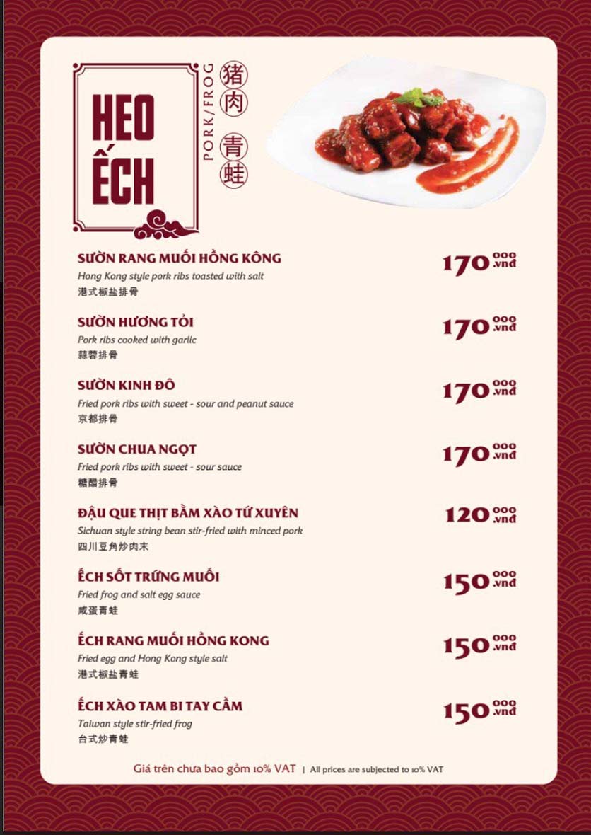 Menu Bách Restaurant – Phan Văn Trị 13 