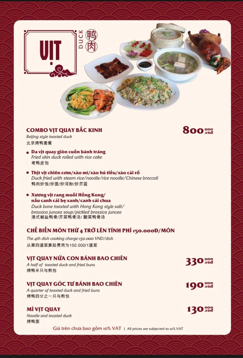 Menu Bách Restaurant – Phan Văn Trị 9 