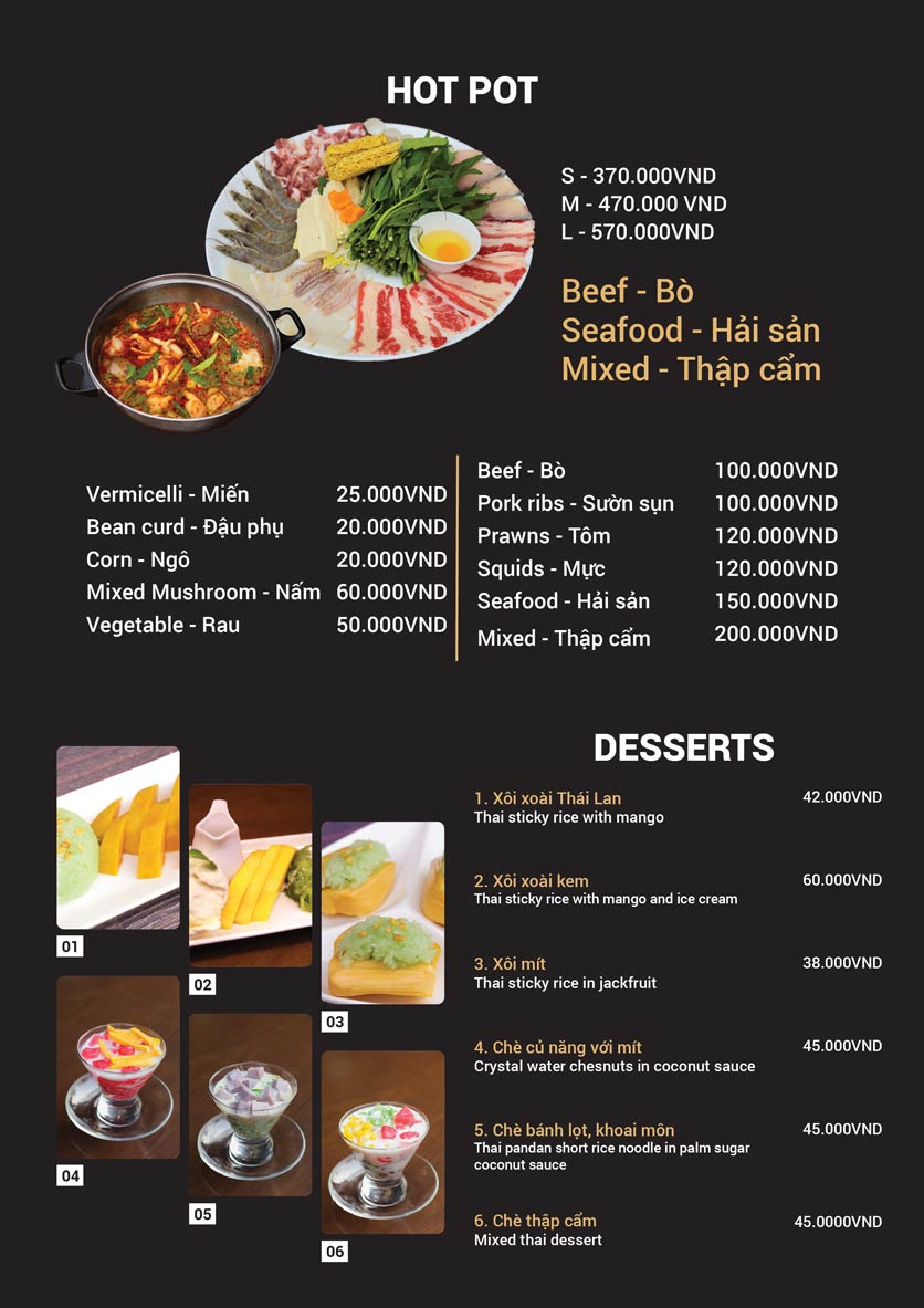 Menu Bangkok Thai Kitchen - Đào Tấn 8 