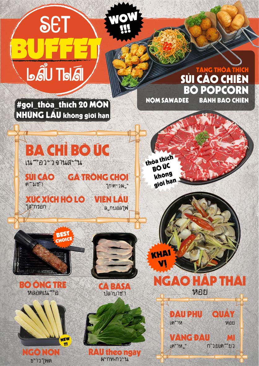 Menu Bếp thái Sawadee - Vua Lẩu Thái - Times City 2