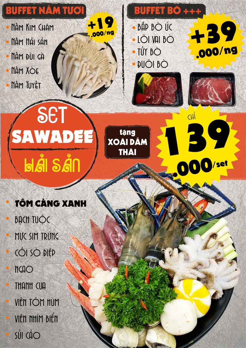 Menu Bếp thái Sawadee - Vua Lẩu Thái - Times City 3
