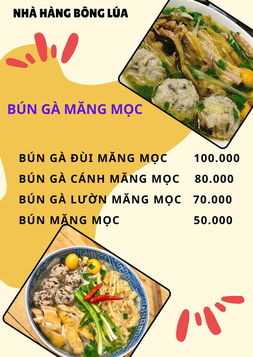 Menu Nhà hàng Bông Lúa - Nguyễn Thị Thập 3