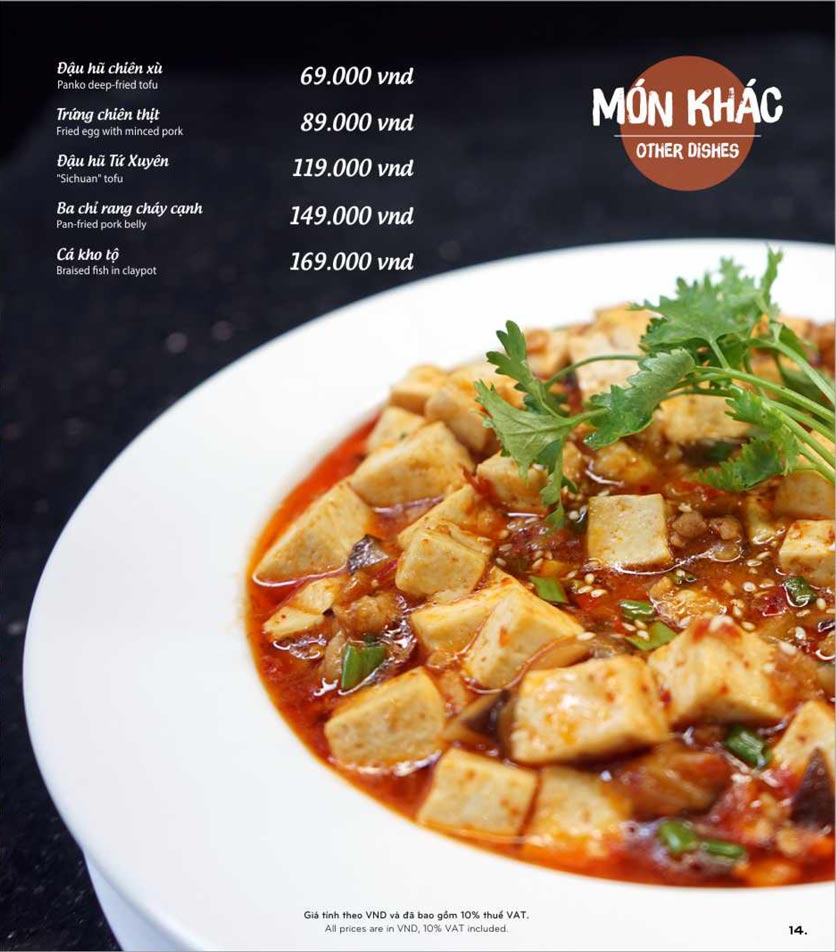 Menu Brilliant Seafood - Hồ Nghinh 13 