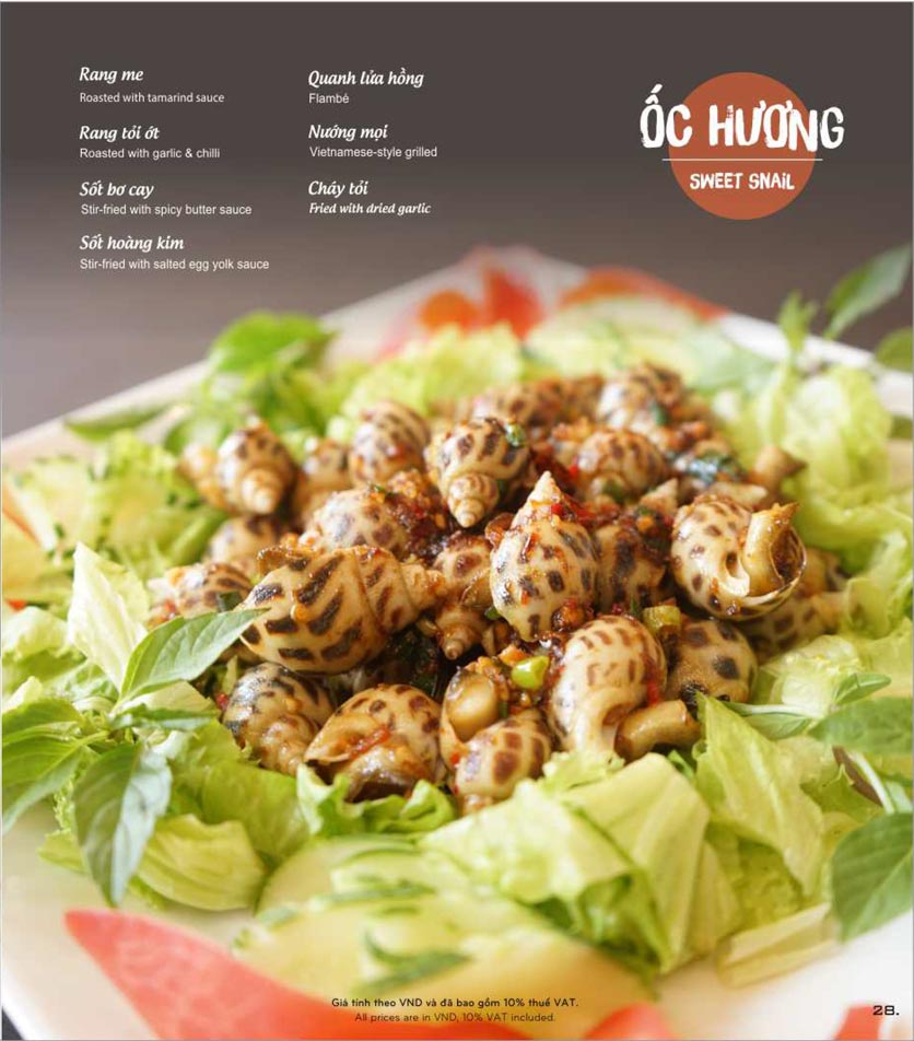 Menu Brilliant Seafood - Hồ Nghinh 27 
