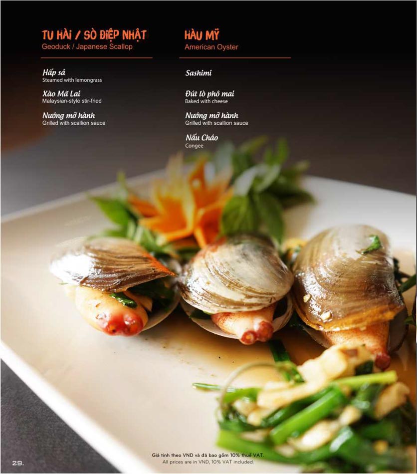 Menu Brilliant Seafood - Hồ Nghinh 28 