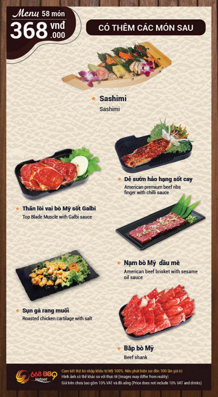 Menu 668 BBQ & Hotpot - Vũ Phạm Hàm 10 