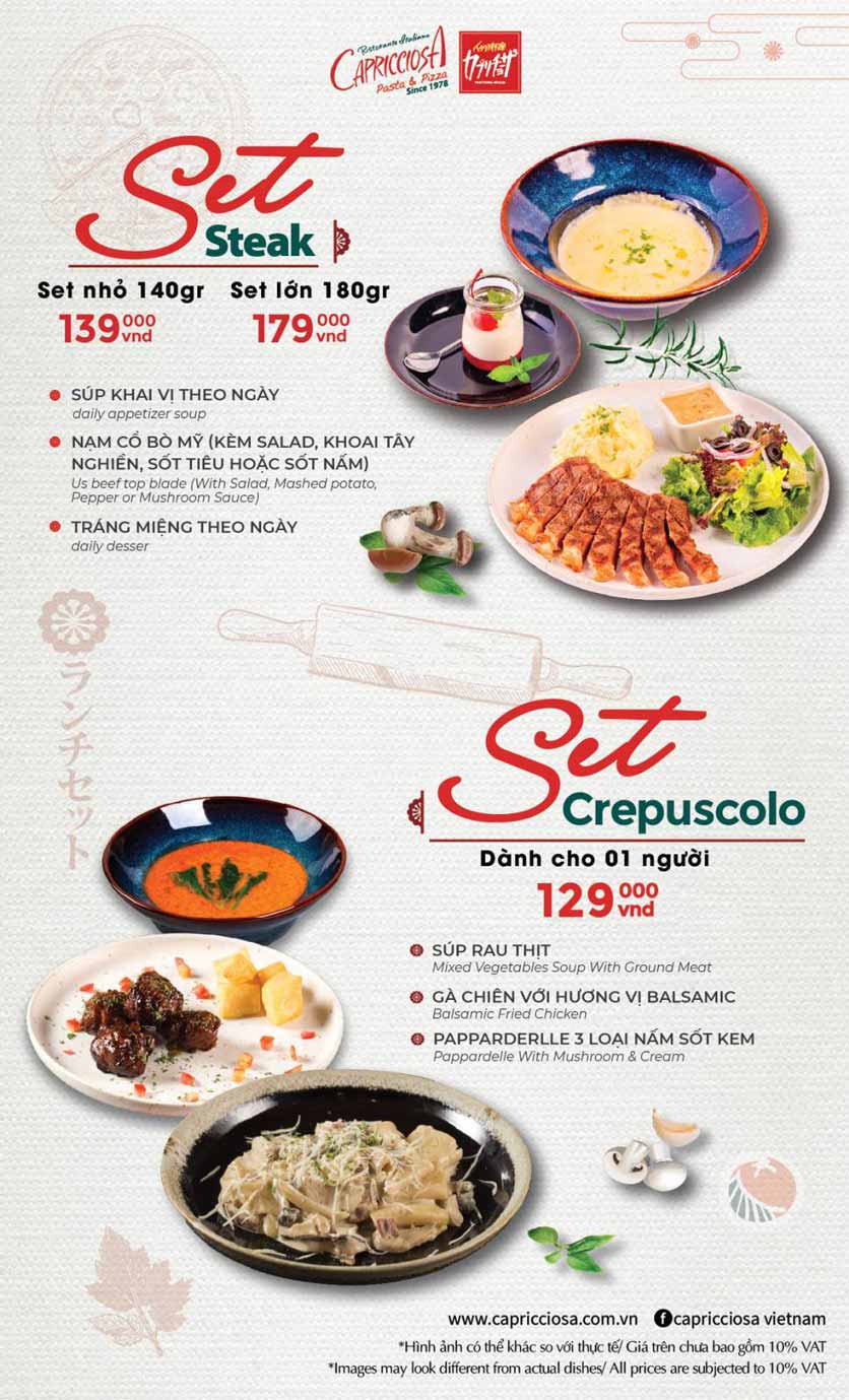 Menu Capricciosa - Vincom Bà Triệu 25 