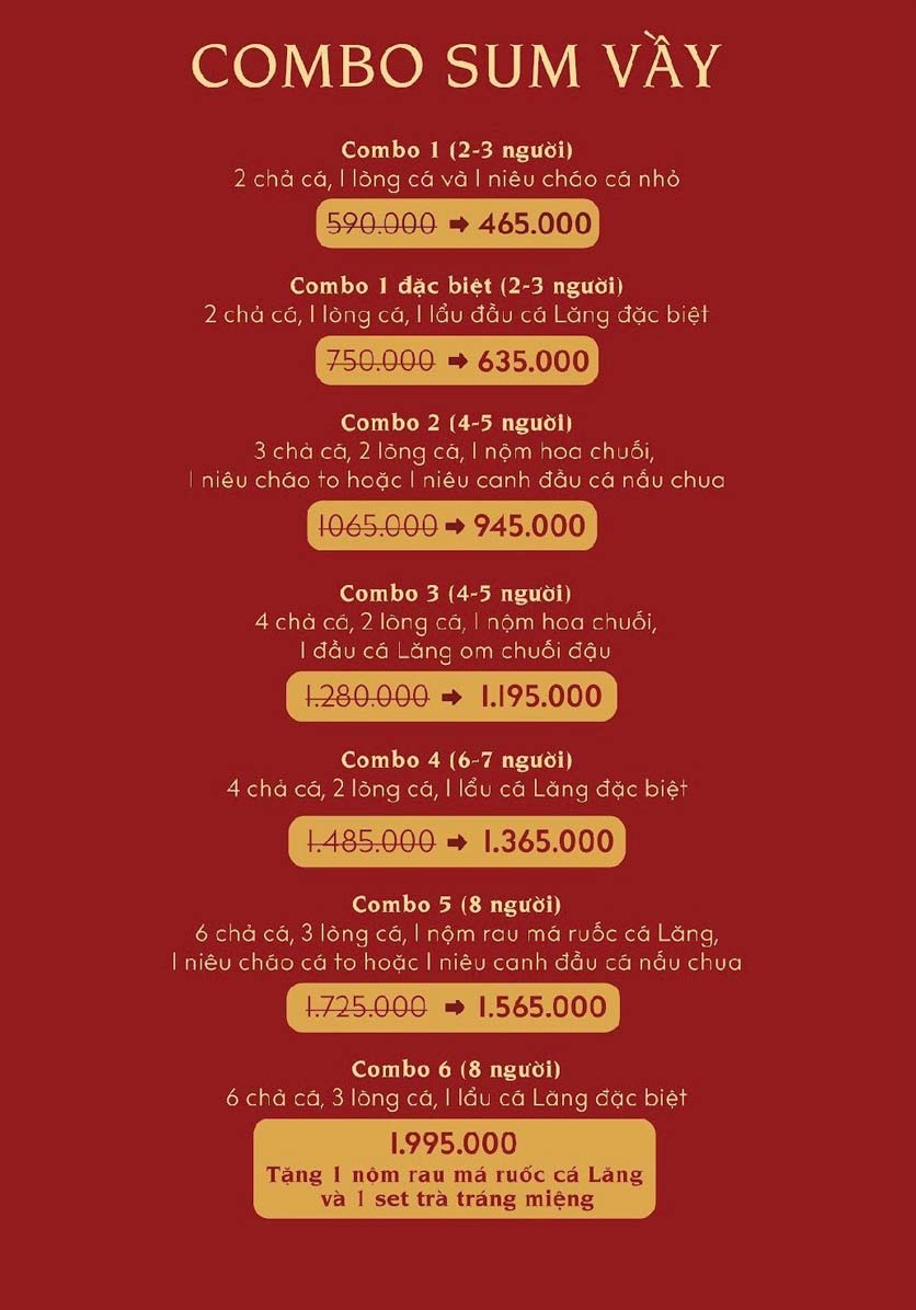 Menu Chả Cá Hàng Sơn - Hào Nam 1 
