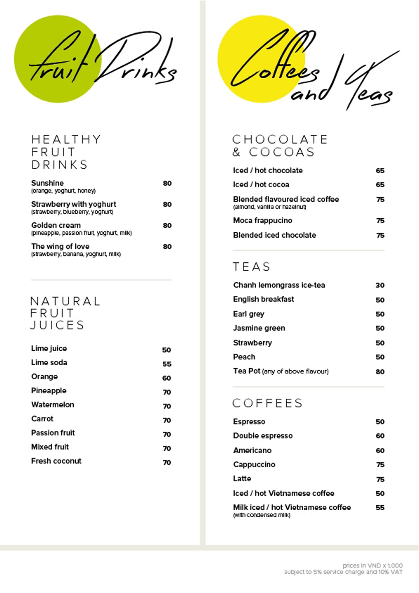 Menu Chanh Bistro Rooftop Saigon – Calmette 6