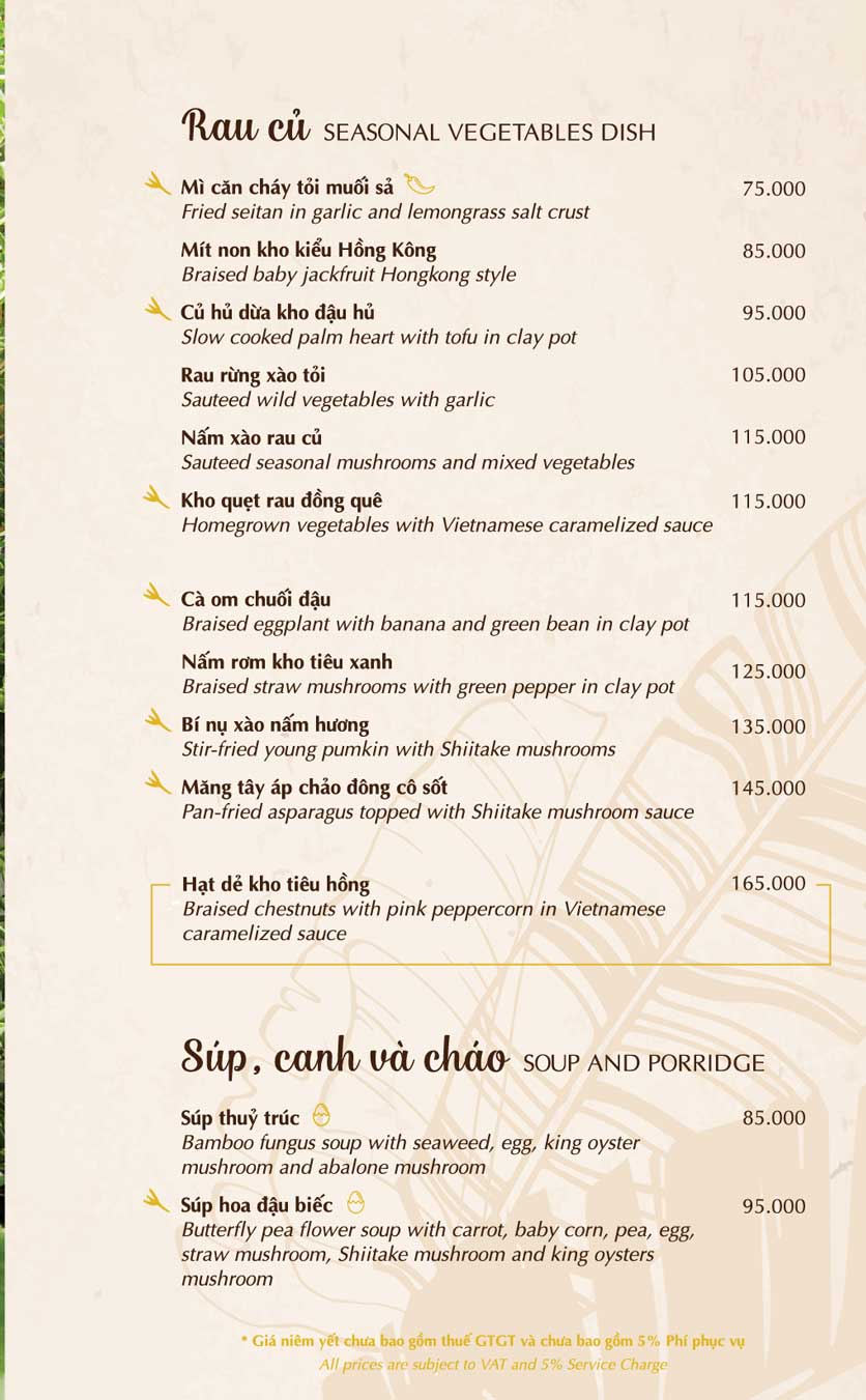 Menu Chay Garden Vegetarian Restaurant & Coffee – Võ Văn Tần 4 