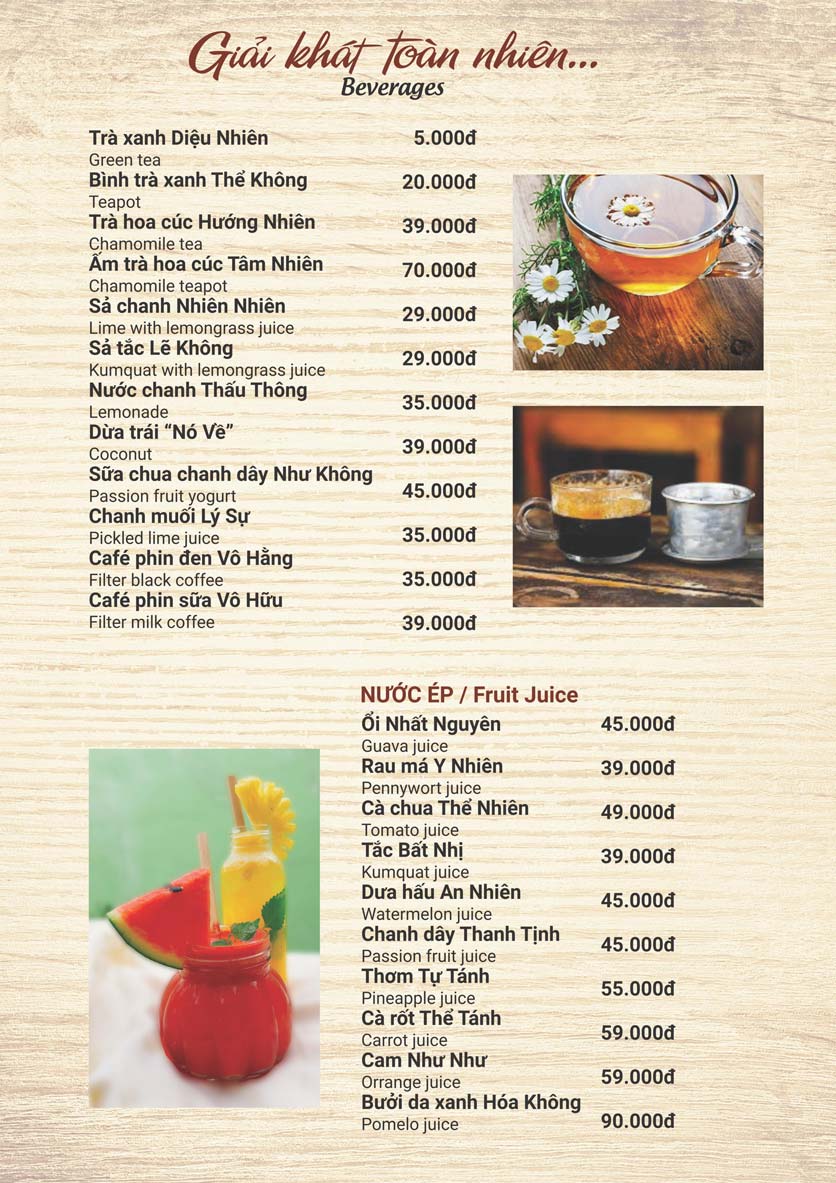 Menu Phương Mai Chay Quán - Võ Thị Sáu 15 