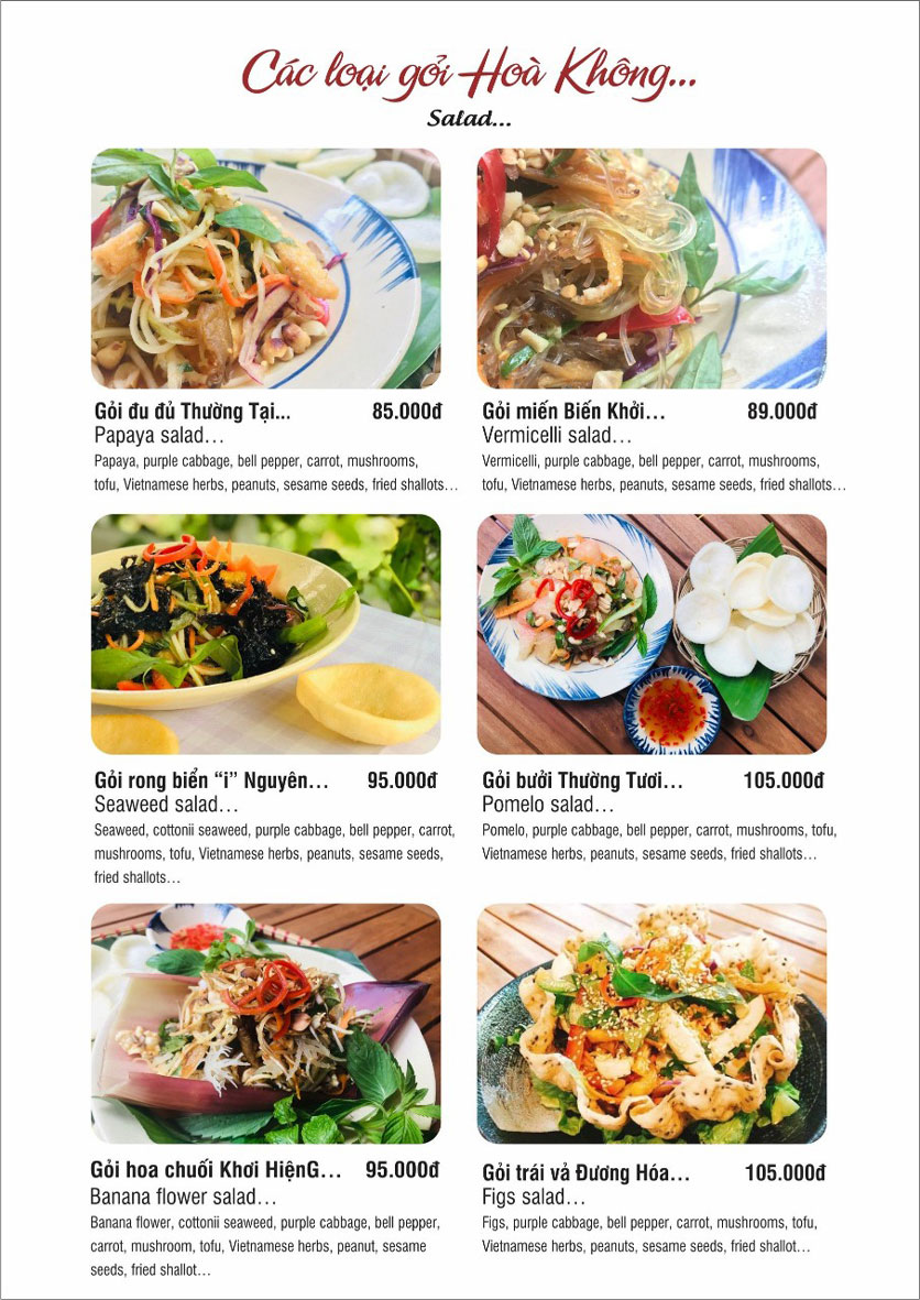 Menu Phương Mai Chay Quán - Võ Thị Sáu 1 