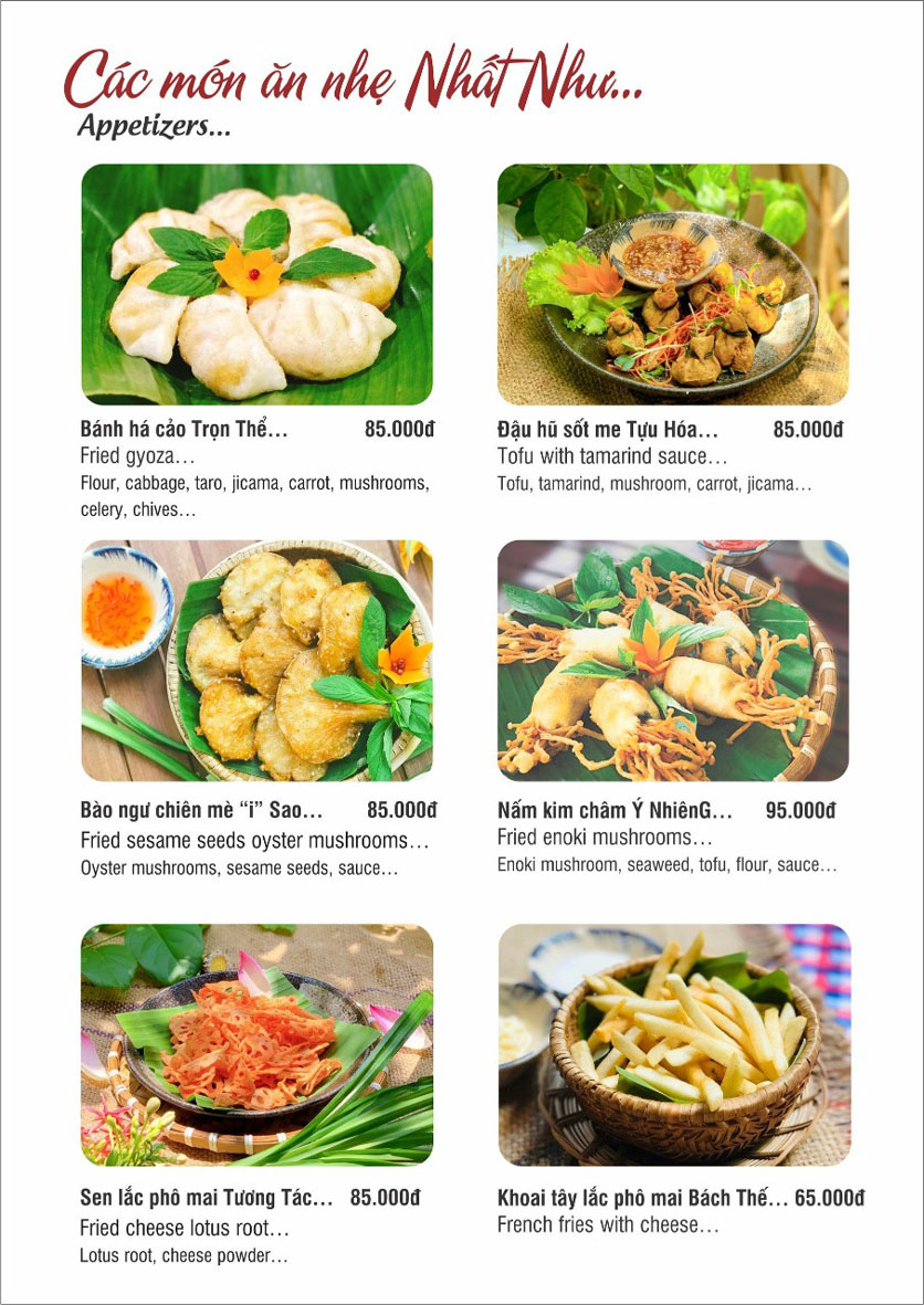 Menu Phương Mai Chay Quán - Võ Thị Sáu 6 