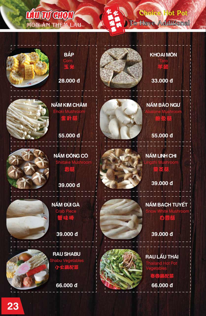 Menu Chen - Nguyễn Trãi 23 