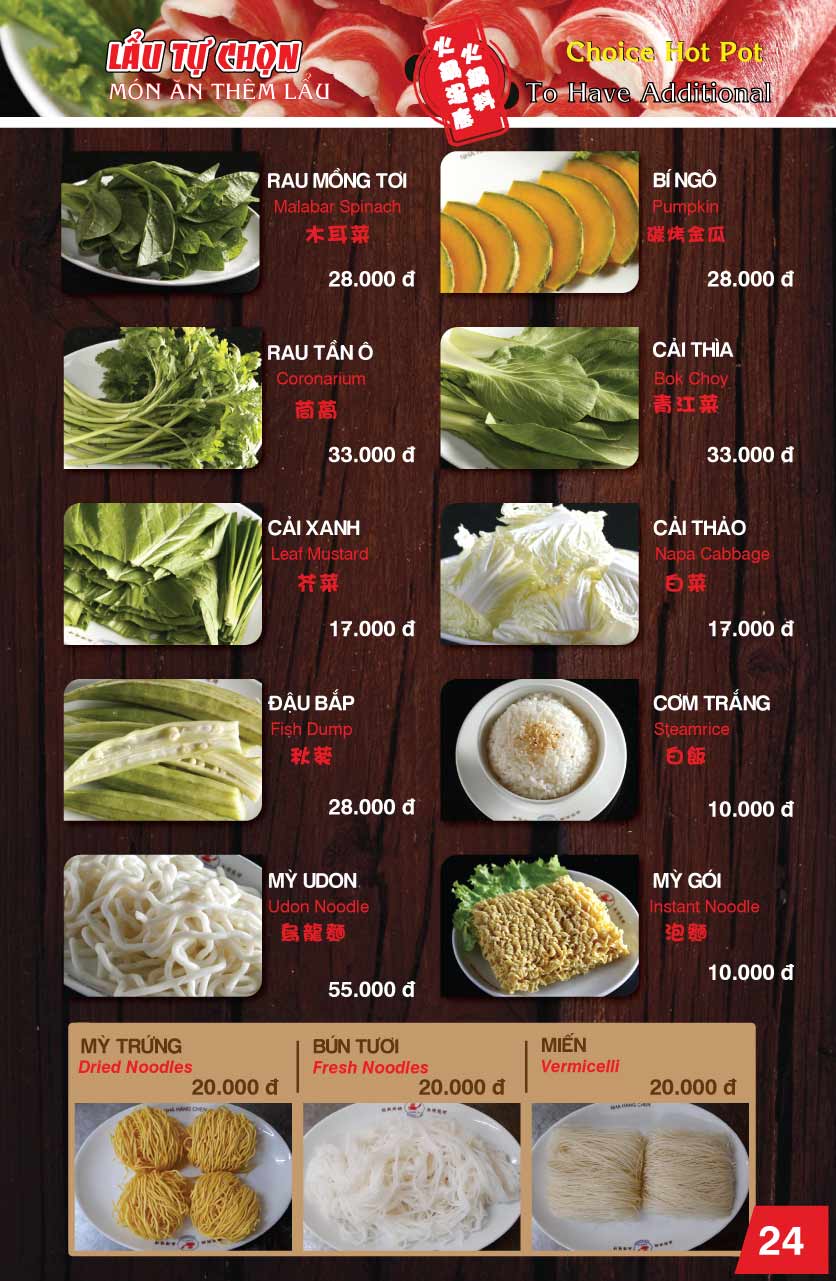 Menu Chen - Nguyễn Trãi 24 