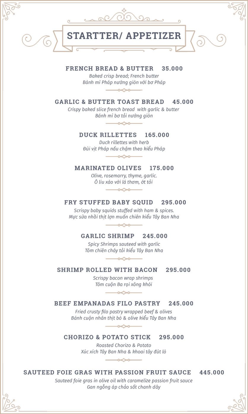 Menu Chevalier – Trương Định 1