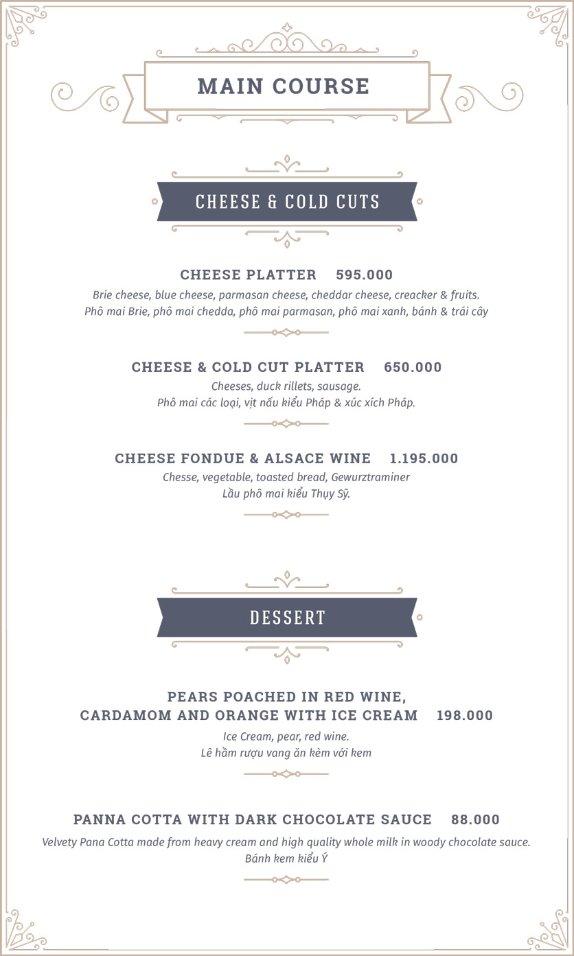 Menu Chevalier – Trương Định 6