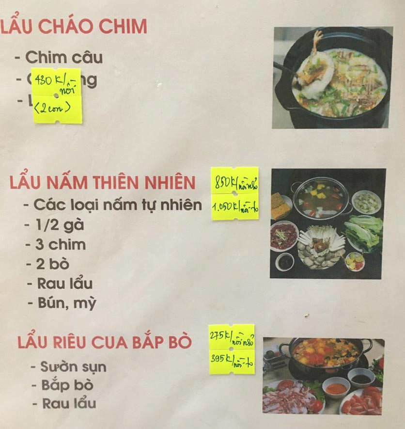Menu Chim To Dần - Hà Nam Quán - Phạm Văn Đồng  8 