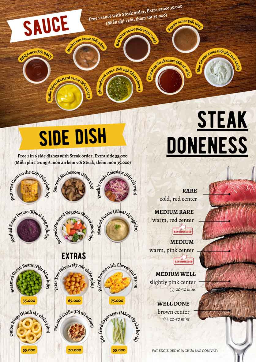Menu Downtown Steakhouse - Nguyễn Huệ 18 