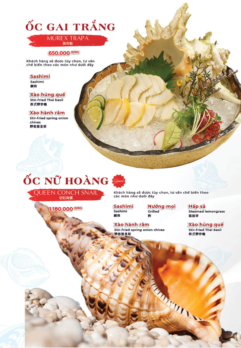 Menu Hải Sản Phố - Liễu Giai 11 