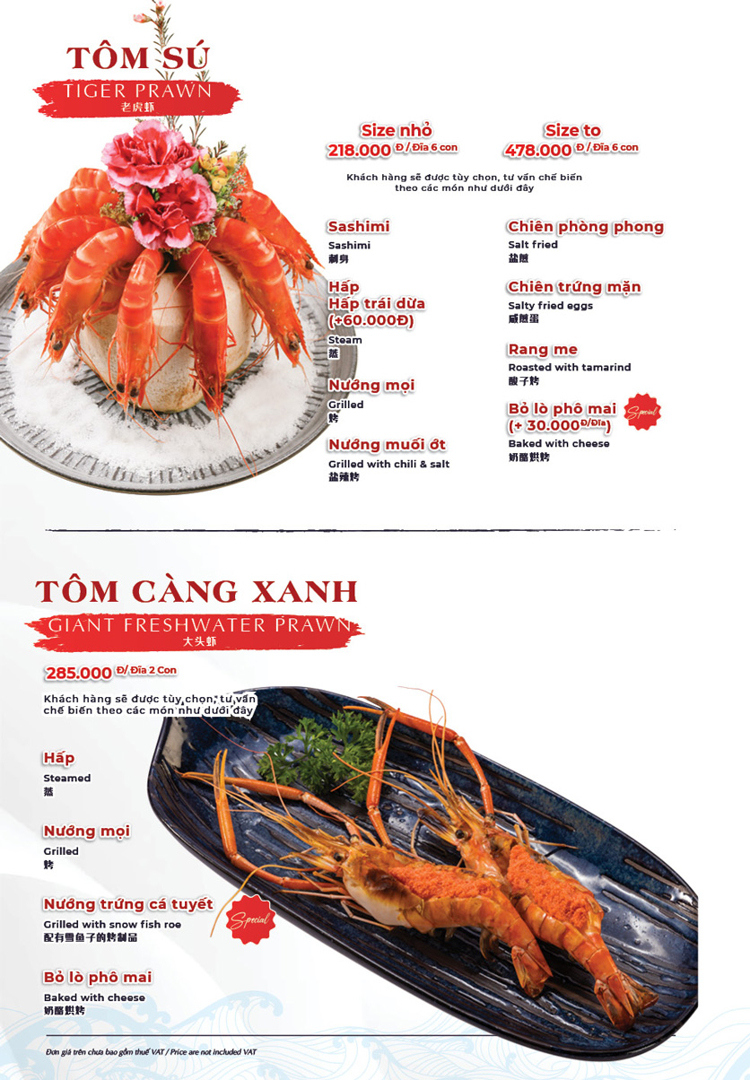 Menu Hải Sản Phố - Liễu Giai 18 