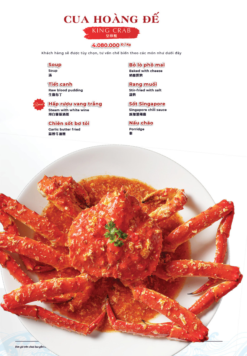 Menu Hải Sản Phố - Liễu Giai 20 