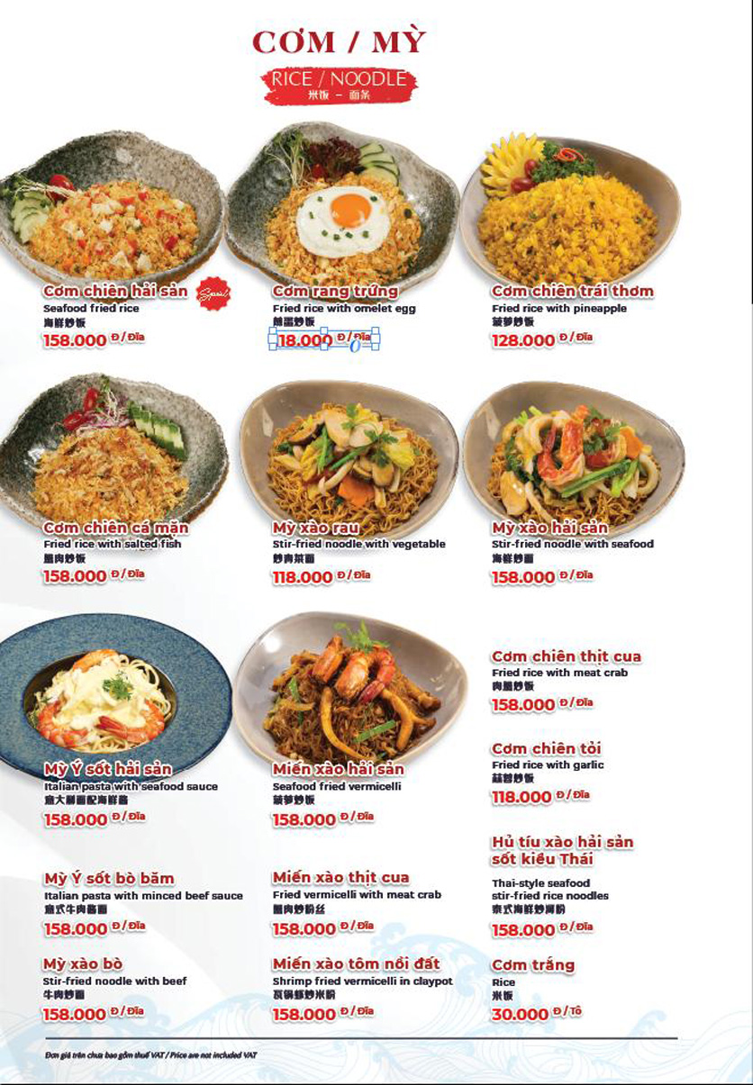 Menu Hải Sản Phố - Liễu Giai 30 