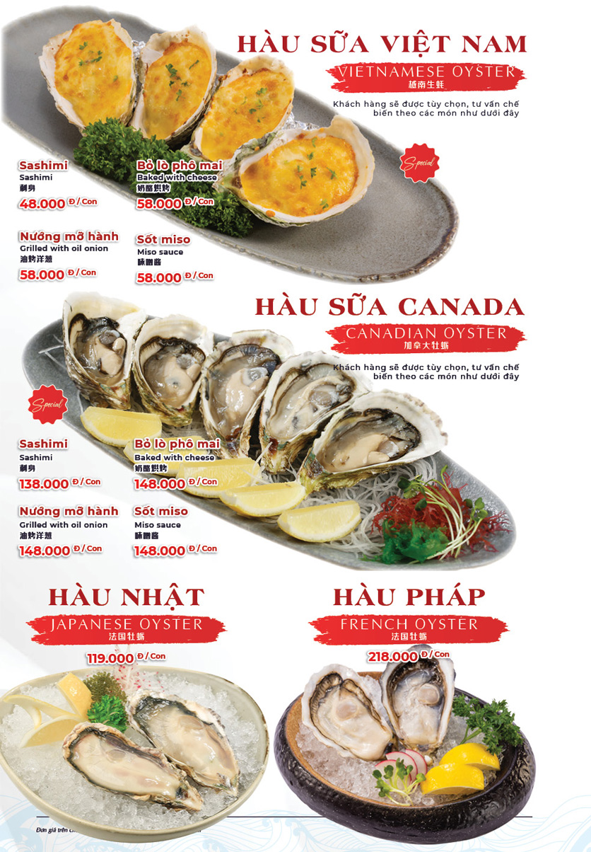 Menu Hải Sản Phố - Liễu Giai 40 