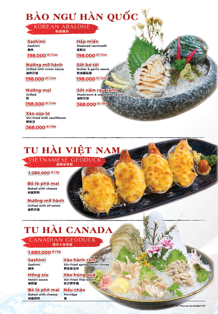 Menu Hải Sản Phố - Liễu Giai 41 