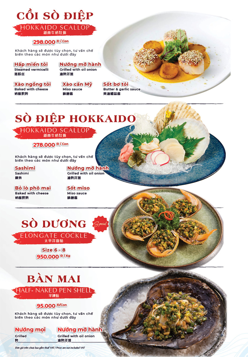 Menu Hải Sản Phố - Liễu Giai 42 