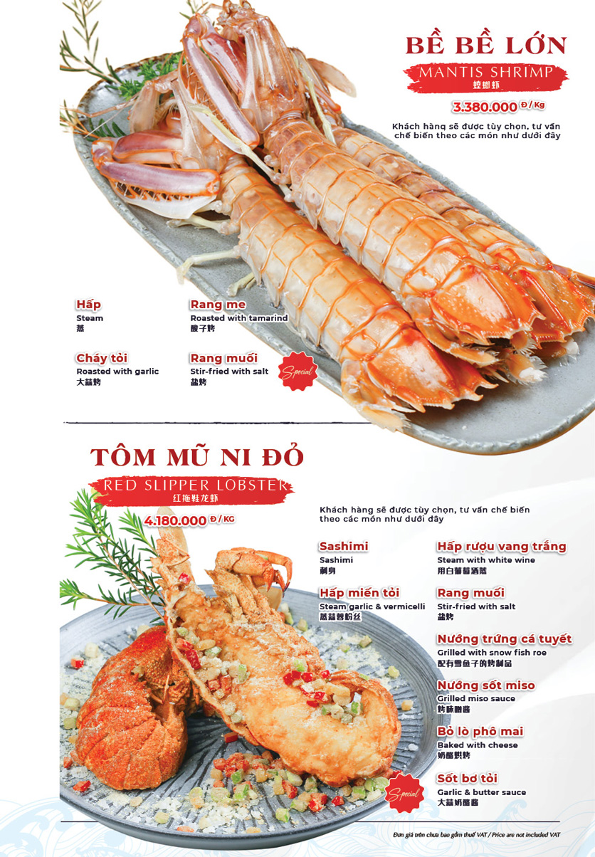 Menu Hải Sản Phố - Liễu Giai 52 