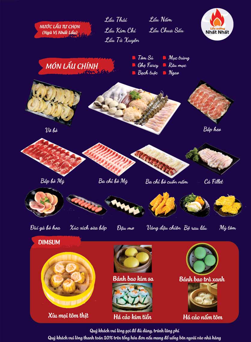 Menu Buffet Lẩu Nướng Nhất Nhất – Mon City 3 