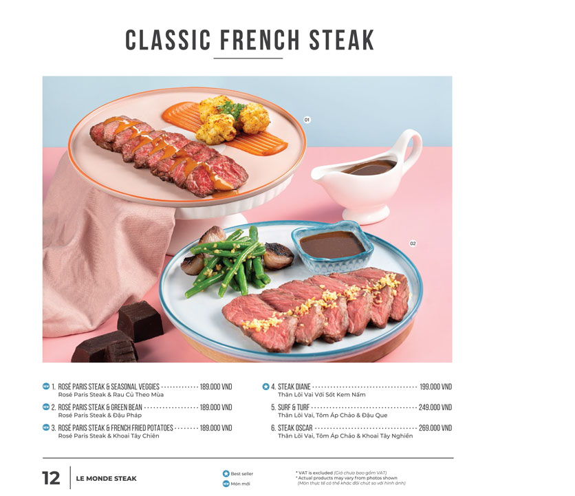 Menu Le Monde Steak - Cao Thắng 9 