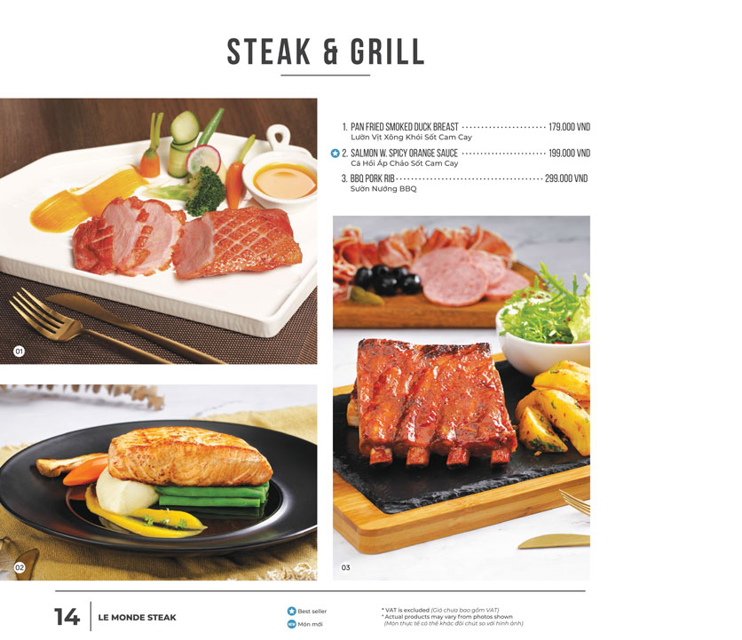 Menu Le Monde Steak - Aeon Mall Tân Phú 11 