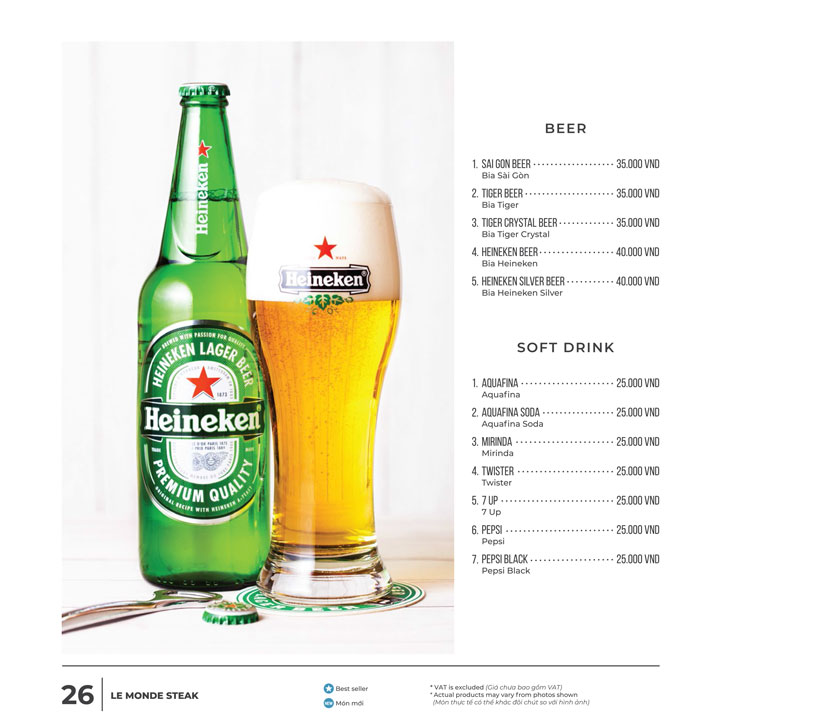 Menu Le Monde Steak - Aeon Mall Tân Phú 23 