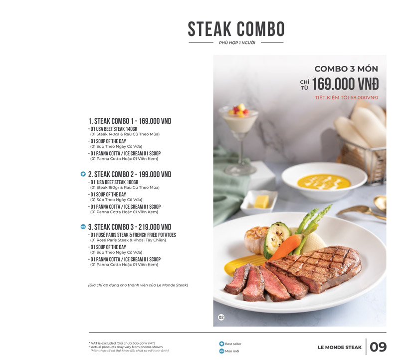 Menu Le Monde Steak - Aeon Mall Tân Phú 7 