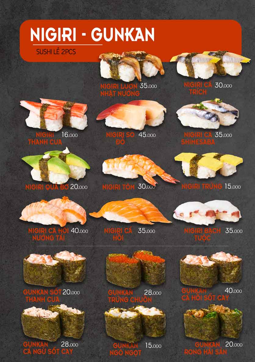 Menu Let’s Sushi - Nguyễn Khuyến 20 