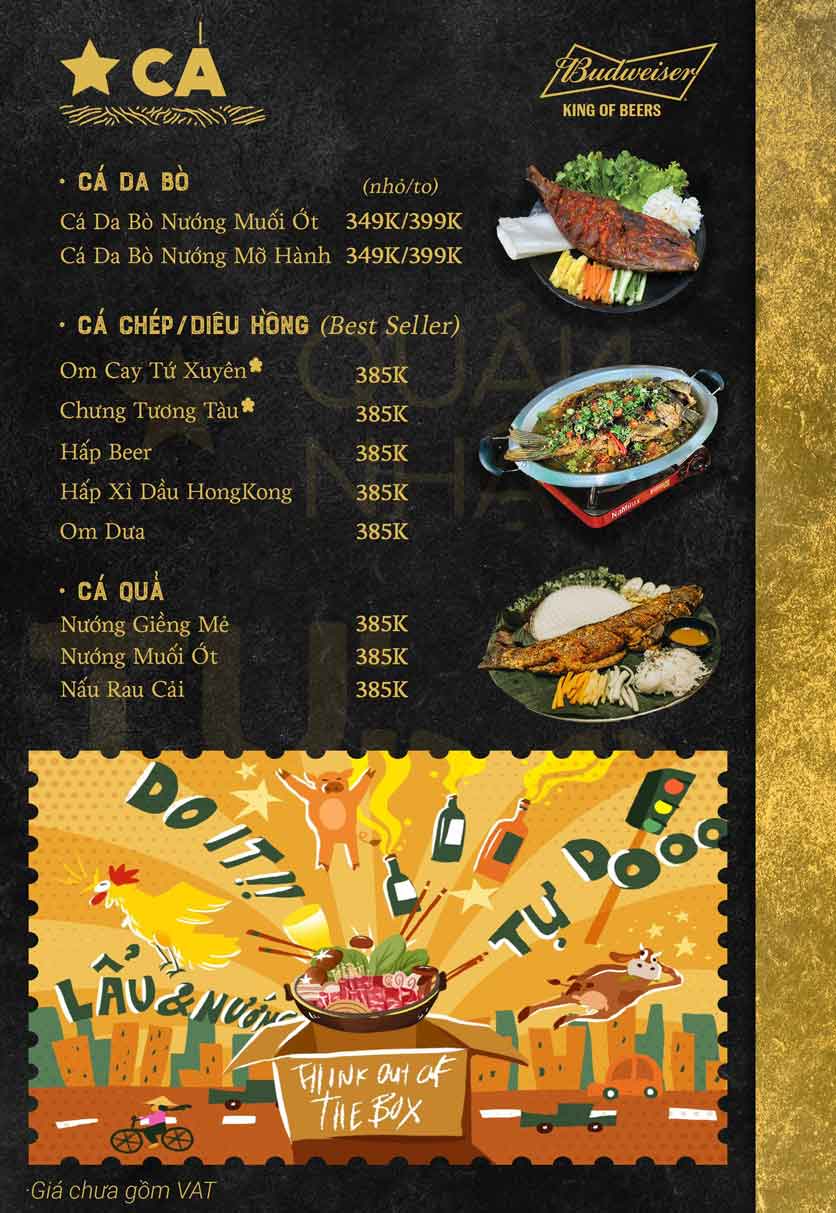 Menu Quán Nhậu Tự Do  – Lê Đại Hành 14 