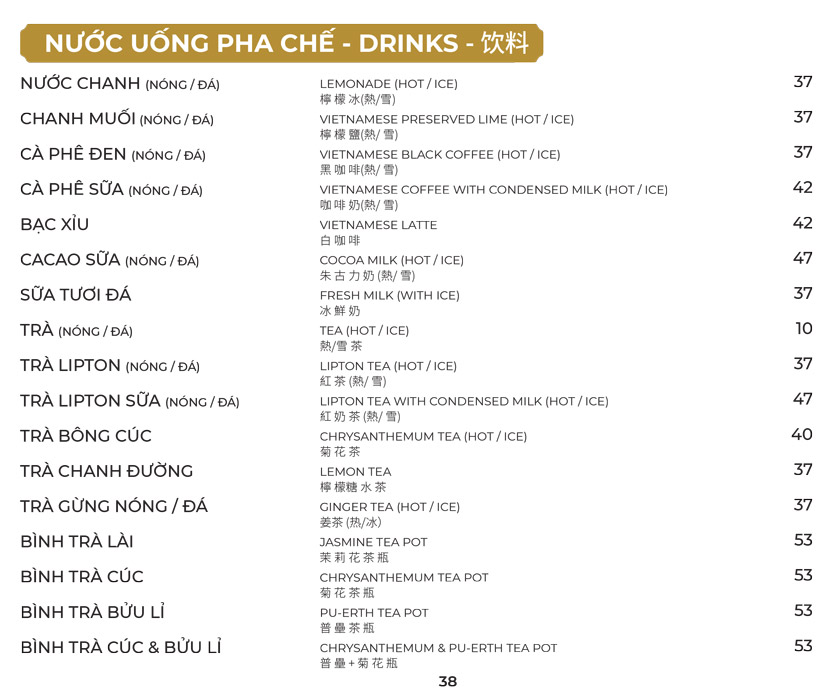 Menu Tân Hải Vân - Nguyễn Trãi 36 