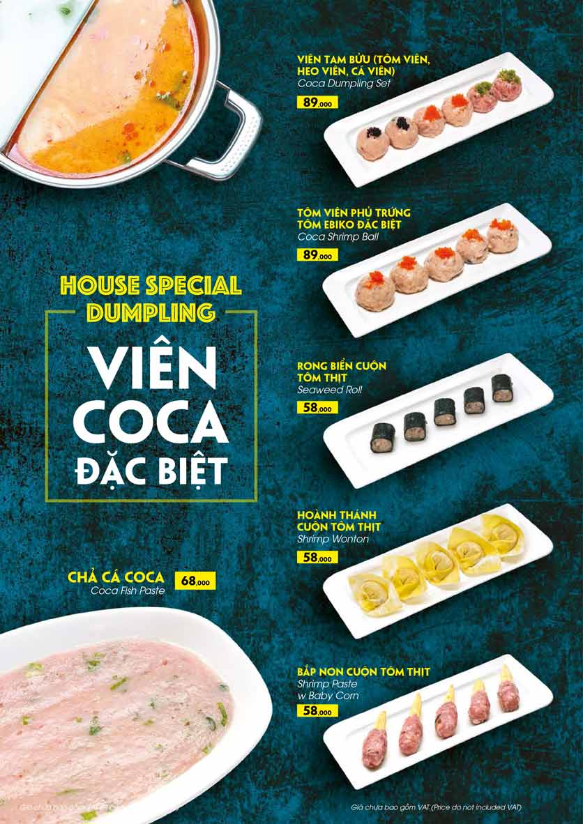 Menu COCA Restaurant - Nhà hàng lẩu Thái - Láng Hạ 29 