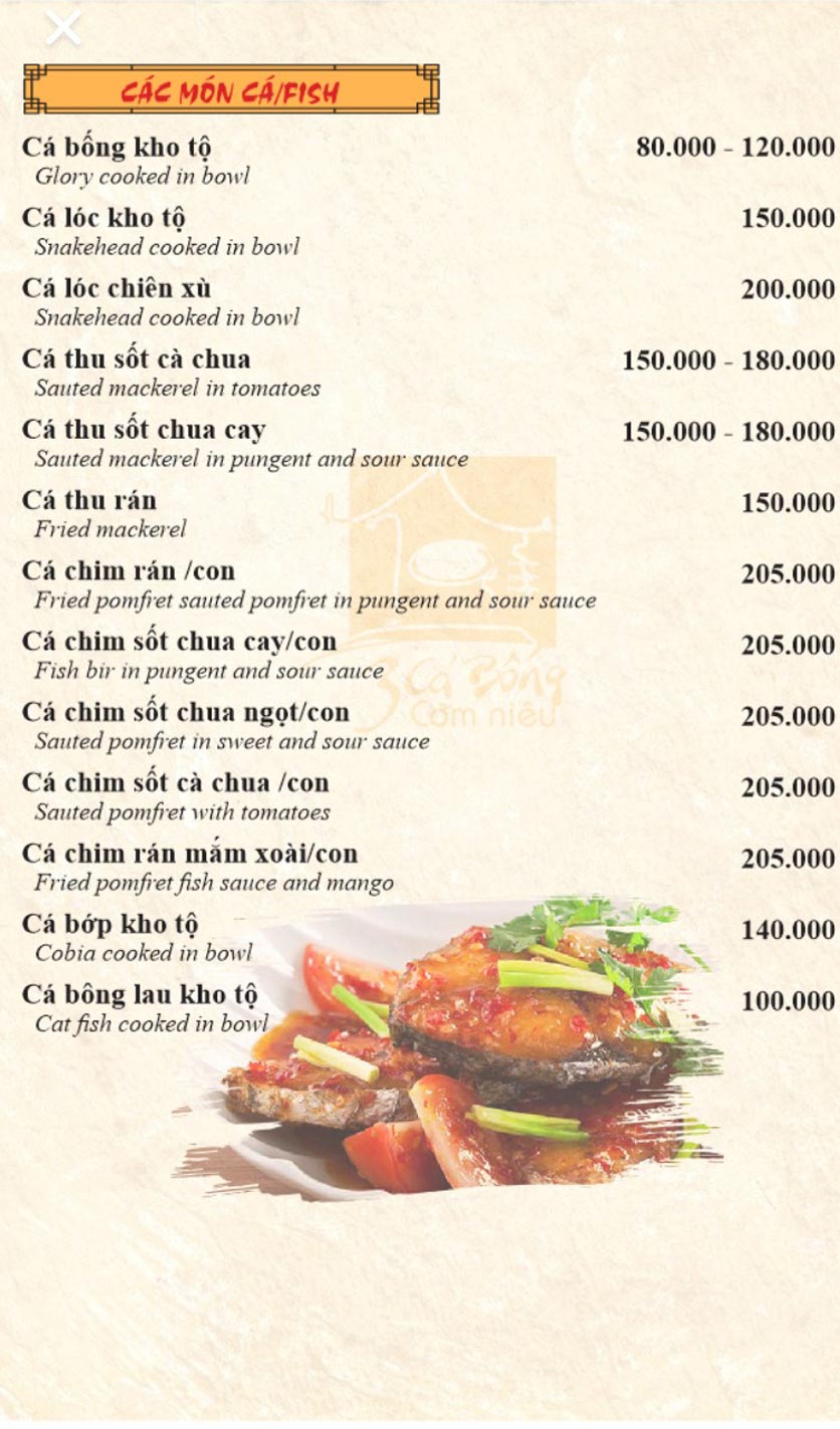 Menu Cơm Niêu 3 Cá Bống – Nguyễn Tri Phương 14 