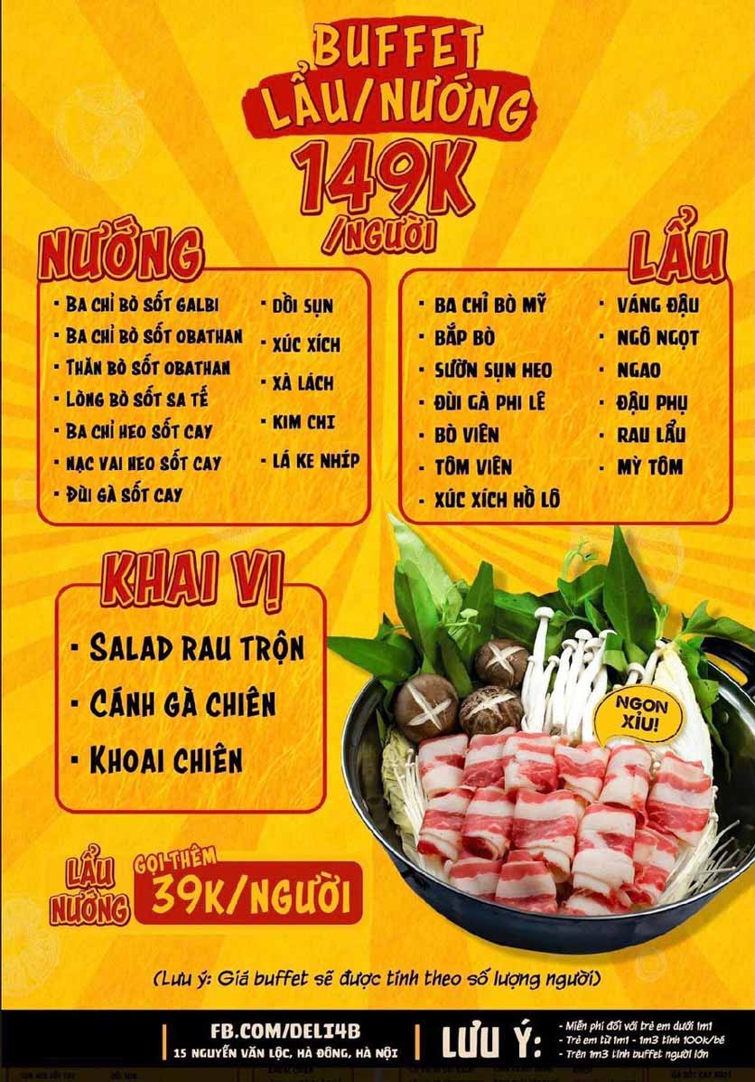 Menu Deli 4B BBQ & Hotpot - Nguyễn Văn Lộc 1 